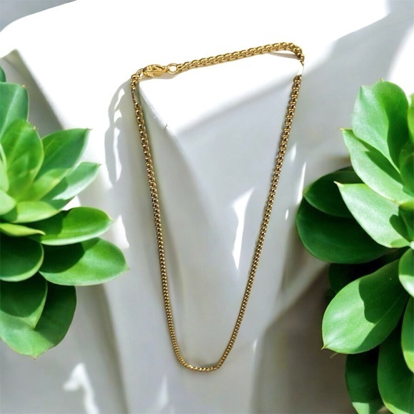 Gold Plated Stainless Steel Box Chain 20 inch length 3mm Box Chain -Final price! - Picture 1 of 5